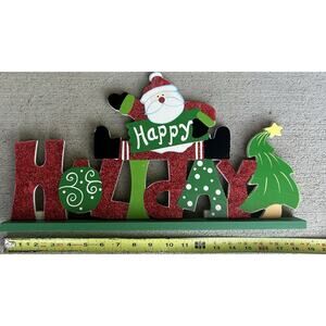 Santa Claus Christmas Decor Sign Happy Holidays